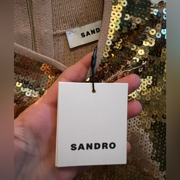 SANDRO Cropped knit sweater with gold sequins - Picture 4 of 4